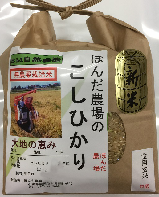 無農薬栽培米「大地の恵み」5ｋｇ食用玄米