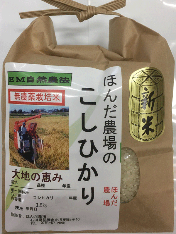 無農薬栽培米「大地の恵み」5ｋｇ食用玄米